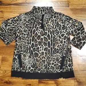 Womens Tru Luxe Jeans cheetah print 3/4 sleeve top size M